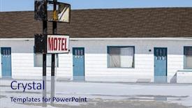 Presentation with abandoned - Beautiful slides featuring run down - old abandoned north american motel backdrop and a lemonade colored foreground