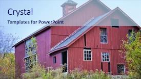 Presentation with fall across country - Slide deck featuring run down - old abandoned red barn background and a sky blue colored foreground