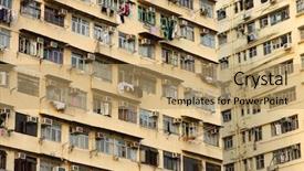  Presentation with apartments - PPT layouts having run down - old apartments in hong kong background and a coral colored foreground