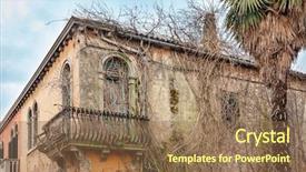  Presentation with old house - Beautiful presentation theme featuring run down - old derelict house backdrop and a tawny brown colored foreground