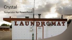  Presentation with laundromat - PPT theme consisting of run down - old laundromat in a small background and a  colored foreground