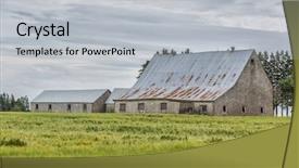  Presentation with packeting grain - Presentation design featuring run down - old sagging barn background and a light gray colored foreground