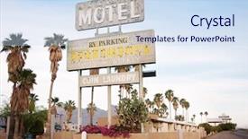  Presentation with arizona - PPT theme consisting of run down - old sign over old motel background and a sky blue colored foreground