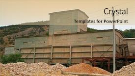  Presentation with abandoned - Presentation having run down - small abandoned factory in desert background and a soft green colored foreground