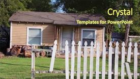  Presentation with house - Audience pleasing presentation theme consisting of run down - small neglected house backdrop and a wine colored foreground