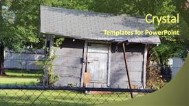  Presentation with house - Presentation theme enhanced with run down - small neglected house background and a tawny brown colored foreground