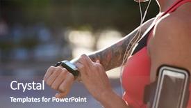  Presentation with mobile technology - PPT layouts consisting of run exercise progress with wearable background and a coral colored foreground