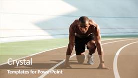  Presentation with track field - PPT theme featuring run on a track field background and a coral colored foreground