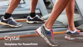  Presentation with treadmill - Amazing slide deck having run sport - legs on treadmill backdrop and a violet colored foreground