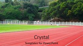  Presentation with track field - PPT theme enhanced with run track background and a coral colored foreground
