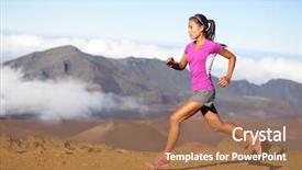  Presentation with healthy lifestyle - Cool new PPT theme with run with fit female fitness backdrop and a coral colored foreground