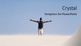  Presentation with white sand - Amazing PPT theme having runaway - closeup of a young caucasian backdrop and a light blue colored foreground