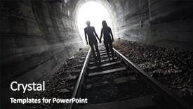  Presentation with end - Slides having runaway - couple walking hand in hand background and a dark gray colored foreground