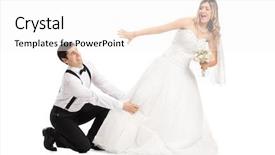  Presentation with stop - Audience pleasing slide deck consisting of runaway - groom trying to stop his backdrop and a white colored foreground