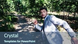 Presentation with scary - Slides featuring runaway - scary businessman running away background and a ocean colored foreground