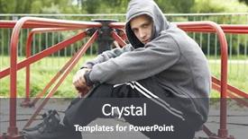 Presentation with playground - Colorful PPT theme enhanced with runaway - young man sitting in playground backdrop and a dark gray colored foreground