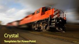  Presentation with train - Presentation theme featuring runaway freight train with wheels background and a tawny brown colored foreground