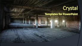  Presentation with old building britain gif - Beautiful PPT theme featuring rundown - interior of an old abandoned backdrop and a wine colored foreground