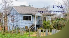  Presentation with old house - PPT layouts consisting of rundown - old house in disrepair background and a sky blue colored foreground