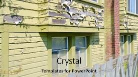  Presentation with old house - Audience pleasing slides consisting of woman in red with santa hat making a funny face grimace and holding a last year and new year sign made of alphabet puzzle pieces backdrop and a coral colored foreground.