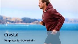  Presentation with athlete - Audience pleasing presentation theme consisting of runner athlete man running backdrop and a light blue colored foreground
