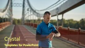  Presentation with runner - Slide deck featuring runner-checking-smartwatch-controlling-pulsations background and a tawny brown colored foreground