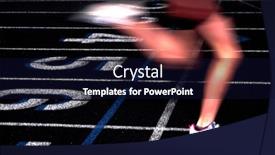  Presentation with finish line - Presentation theme with runner-crossing-the-finish-line background and a wine colored foreground