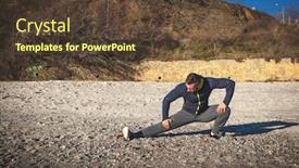  Presentation with runner - Amazing theme having runner doing stretching exercise on a beach backdrop and a tawny brown colored foreground