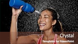  Presentation with runner - Presentation featuring runner drinking and splashing water background and a tawny brown colored foreground