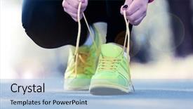  Presentation with runner - PPT theme having runner feet on road outdoors background and a  colored foreground