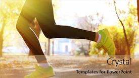  Presentation with runner - Audience pleasing presentation consisting of runner feet on road outdoors backdrop and a  colored foreground