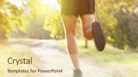  Presentation with runner - Theme consisting of runner feet on road outdoors background and a  colored foreground