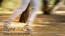  Presentation with runner - Amazing presentation design having runner feet on road outdoors backdrop and a  colored foreground