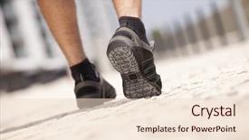  Presentation with running shoes - Presentation having runner foot - athlete man shoes running background and a lemonade colored foreground