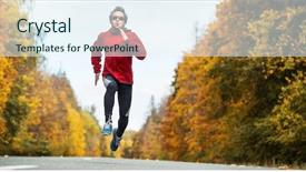  Presentation with athlete - Slide deck with runner foot - young athlete running background and a sky blue colored foreground