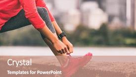  Presentation with running shoes - PPT layouts having runner healthy lifestyle woman getting background and a coral colored foreground