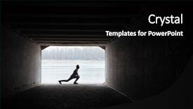  Presentation with runner - Presentation theme with wram up - runner in gray sportswear warming background and a black colored foreground