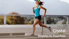  Presentation with healthy lifestyle - Amazing slide deck having runner in mid air backdrop and a gray colored foreground