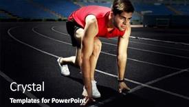  Presentation with runner - Amazing PPT layouts having health running athlete man male - runner in start position backdrop and a black colored foreground
