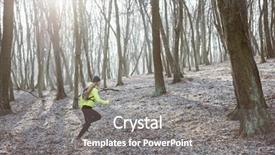  Presentation with forest morning - Slide set consisting of runner is running through misty background and a gray colored foreground