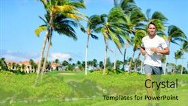  Presentation with active life - Colorful presentation theme enhanced with runner jogging in high end backdrop and a yellow colored foreground