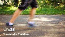  Presentation with runner - Amazing slide deck having runner jogging on a bike backdrop and a coral colored foreground