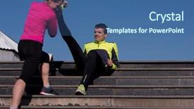  Presentation with knee pain - Slide deck enhanced with runner knee injury and pain on mornign jogging background and a ocean colored foreground