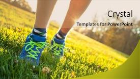  Presentation with runner - Colorful PPT theme enhanced with runner legs outside during autumn day backdrop and a coral colored foreground