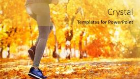  Presentation with runner - Cool new PPT layouts with runner legs outside during autumn day backdrop and a yellow colored foreground