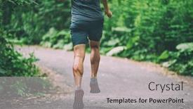  Presentation with green city - Amazing PPT theme having runner-man-athlete-jogging backdrop and a light gray colored foreground