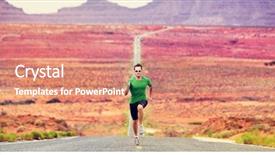  Presentation with landscape desert - Amazing presentation design having runner man running sprinting backdrop and a coral colored foreground