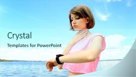  Presentation with runner - Presentation design having runner measures pulse outdoors background and a cool aqua colored foreground