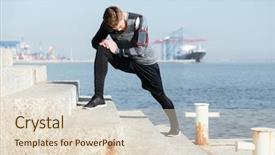  Presentation with runner - Cool new presentation theme with runner on stairs near the seay man warming up backdrop and a lemonade colored foreground