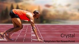  Presentation with race track - Amazing slides having start on race track backdrop and a tawny brown colored foreground